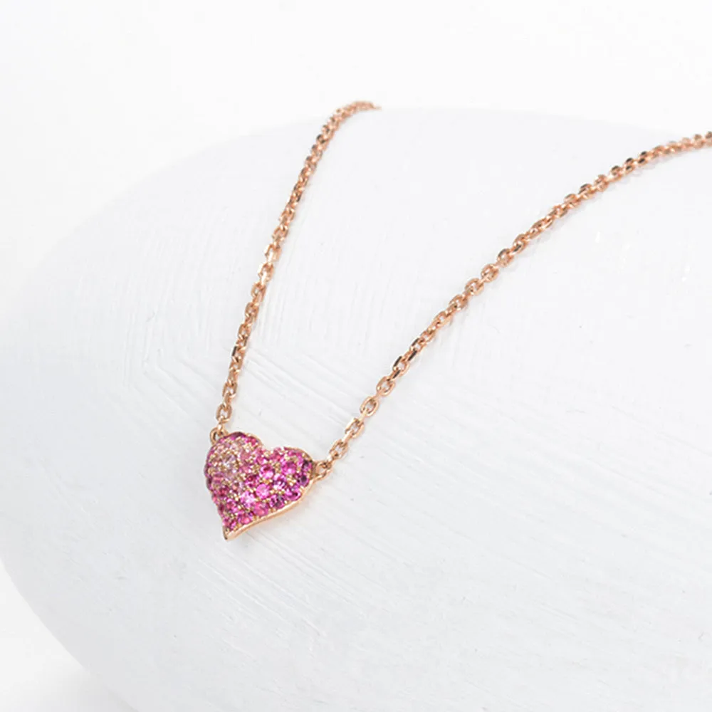 Pink Sapphire Heart Pendant Necklace