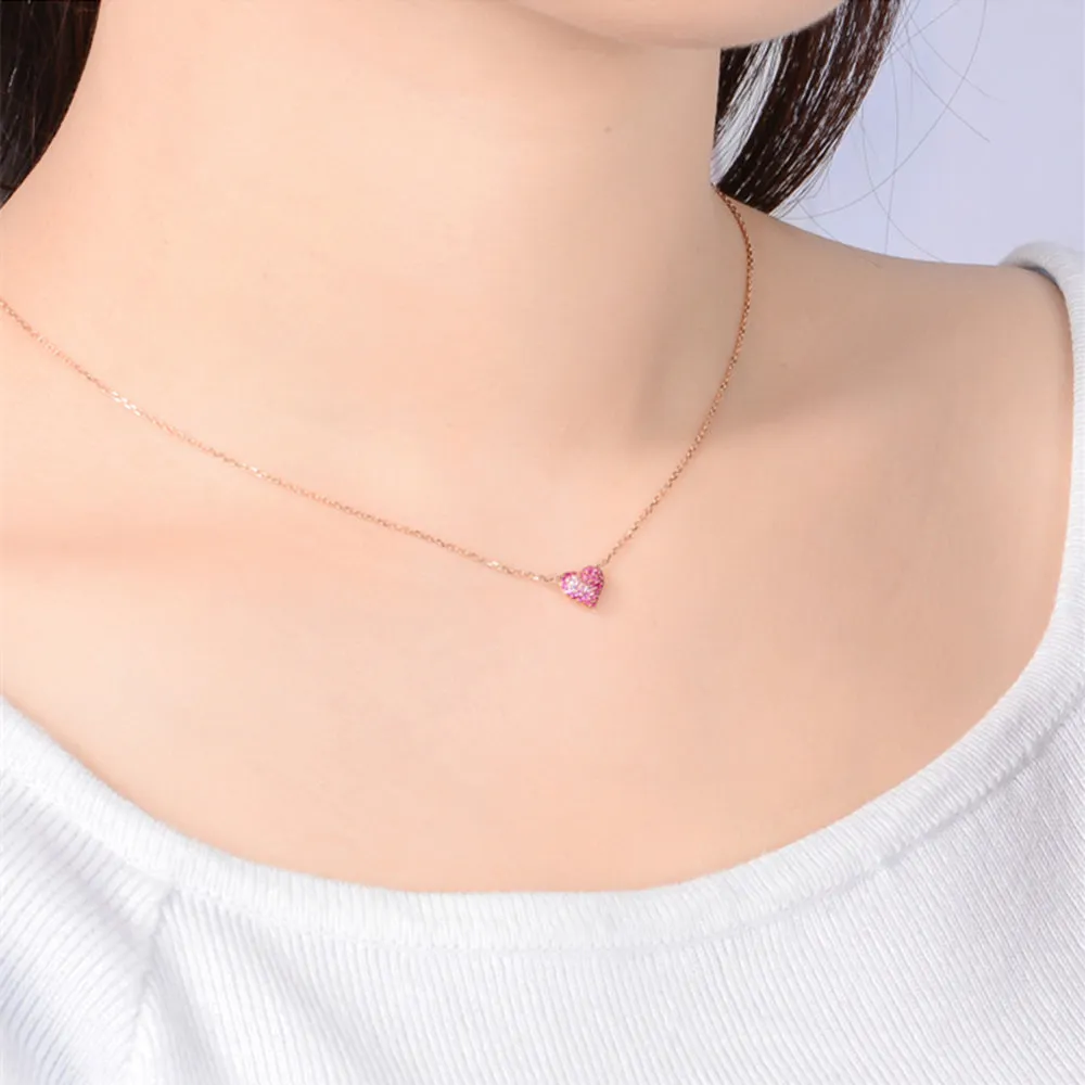 Pink Sapphire Heart Pendant Necklace