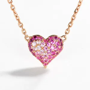 Pink Sapphire Heart Pendant Necklace