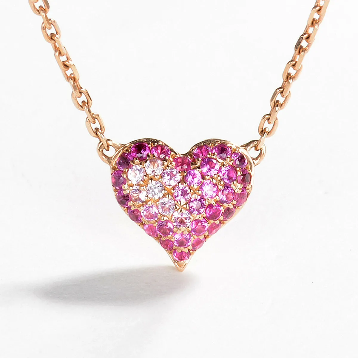 Pink Sapphire Heart Pendant Necklace
