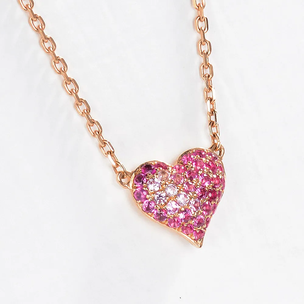 Pink Sapphire Heart Pendant Necklace