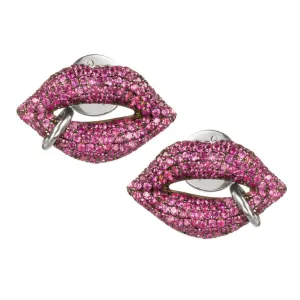Pink Sapphire Lips 'Kiss Me' Earrings
