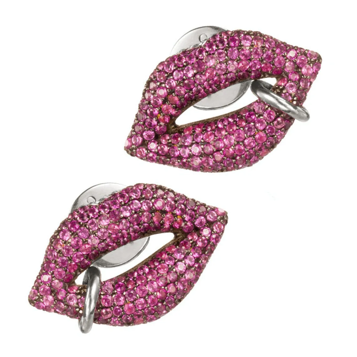 Pink Sapphire Lips 'Kiss Me' Earrings