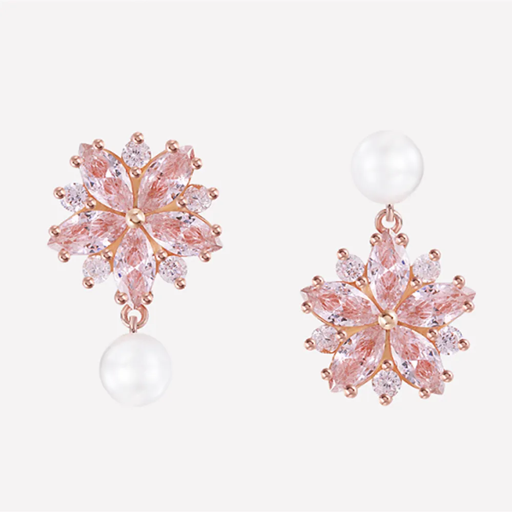 Pink Sapphire Sakura Pearl Earrings