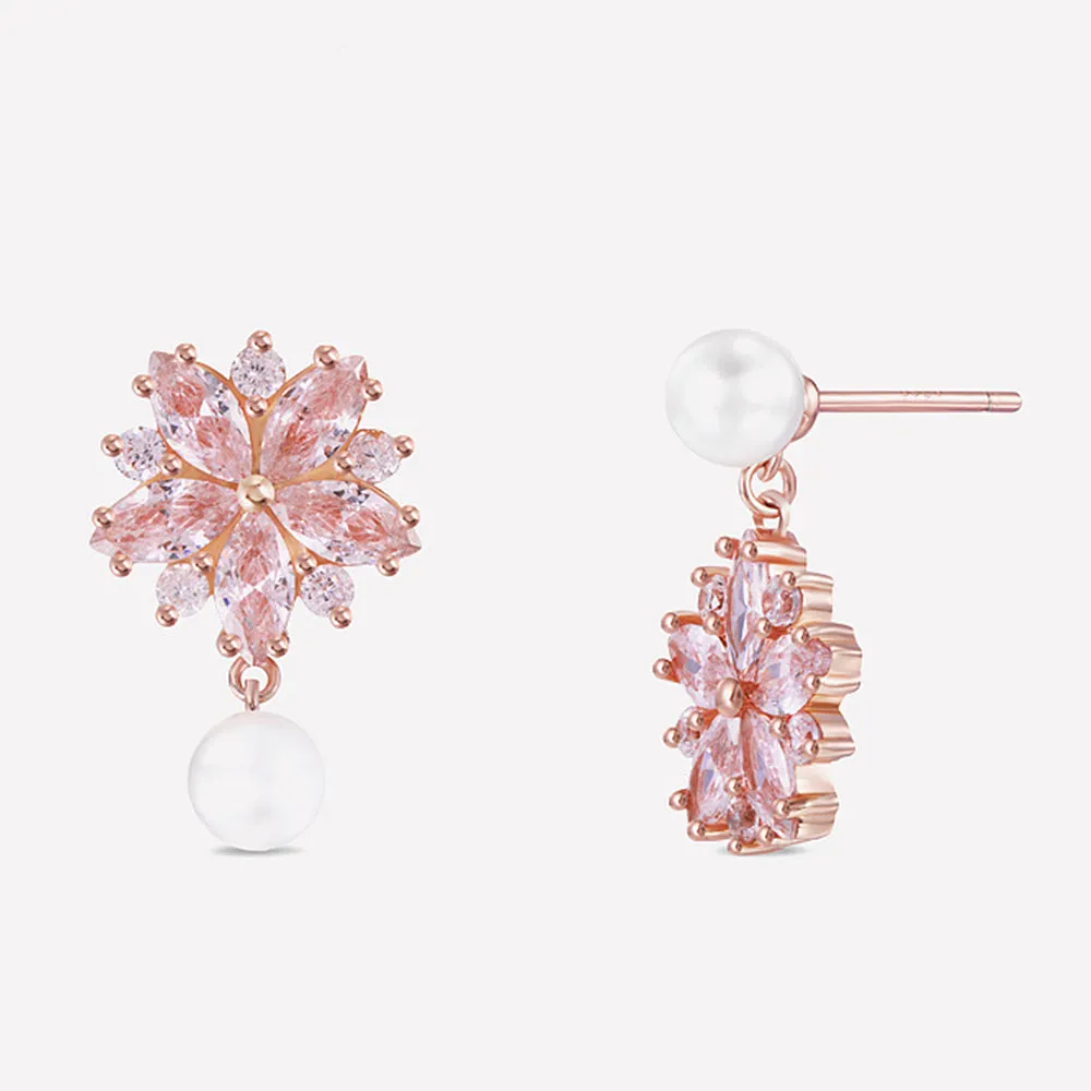 Pink Sapphire Sakura Pearl Earrings