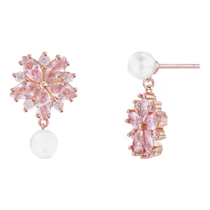 Pink Sapphire Sakura Pearl Earrings