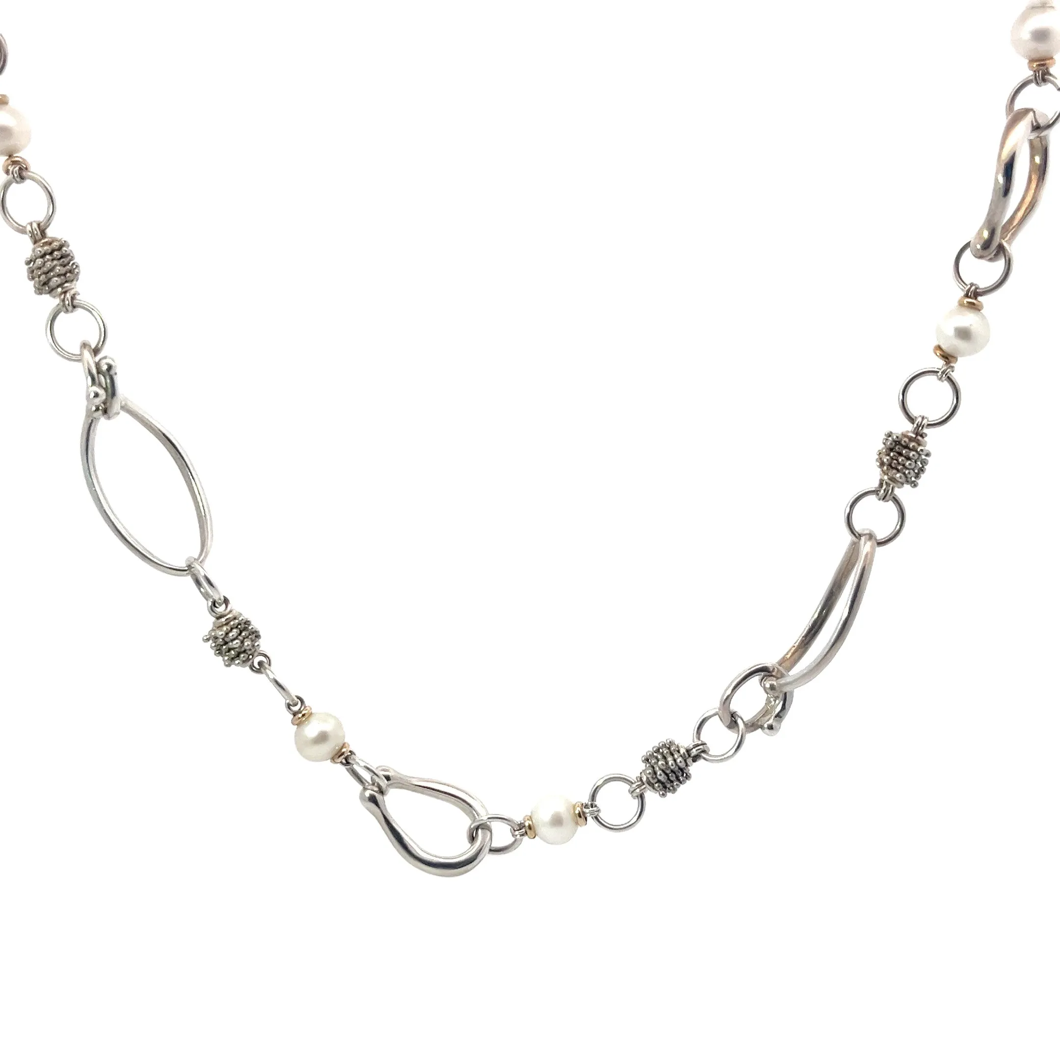 Pre-Owned Michael Dawkins 14k Yellow Gold , Sterling and Pearl Necklace