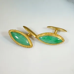 Rare Grade "A" Jadeite & 24k Gold Chinese Cufflinks