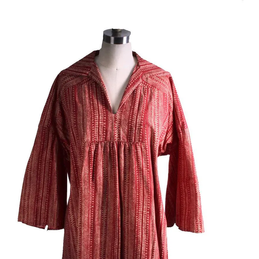 RARE Vintage Marimekko Maxi Dress 1970s Womens S Red & Cream Mini Print