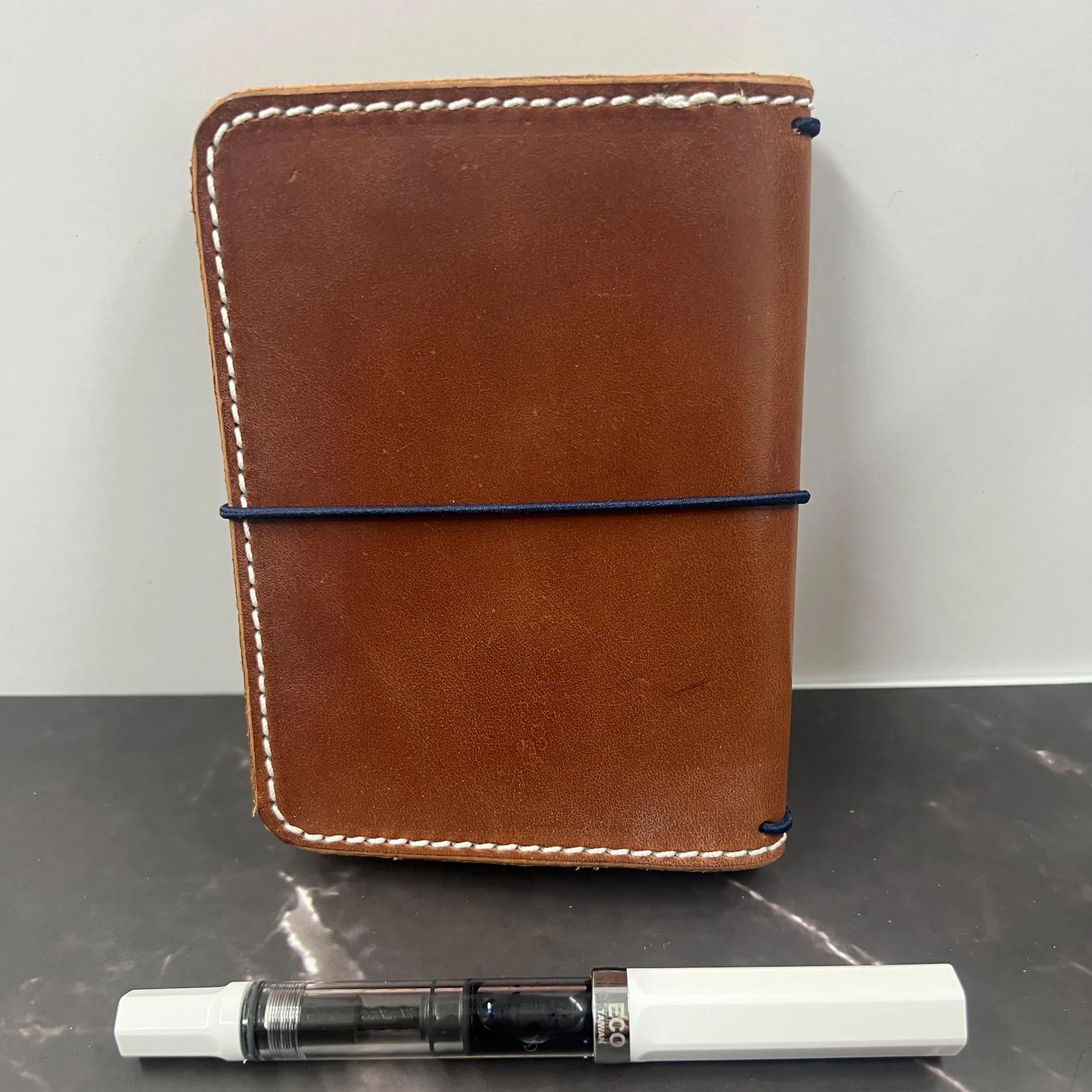 Ready-to-ship, PASSPORT Cover, Classic Traveler's Notebook, Brown w Stitching, Full-Grain Leather, 5-3/8"x8.5" (open flat)
