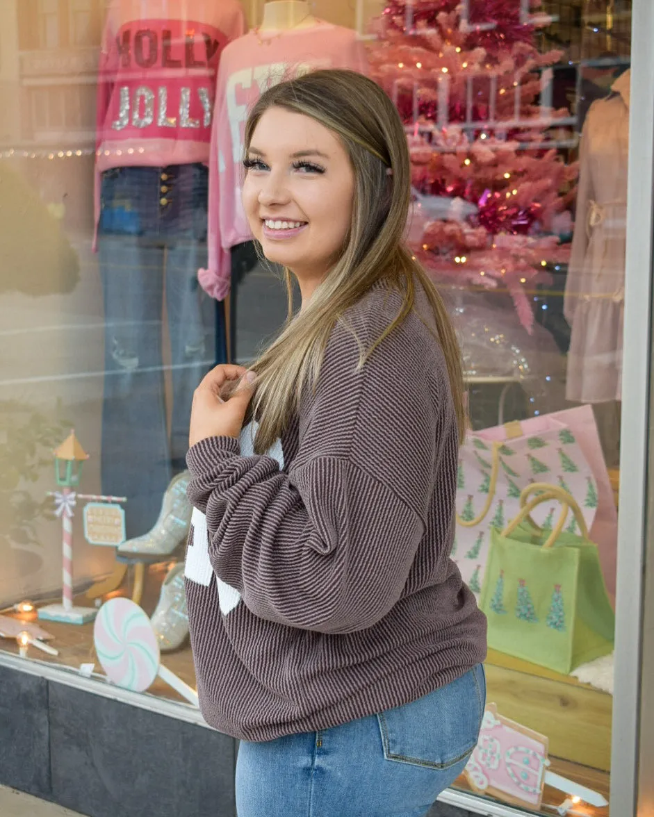 RESTOCKED - TEXAS RIB CORD SWEATSHIRT - COFFEE
