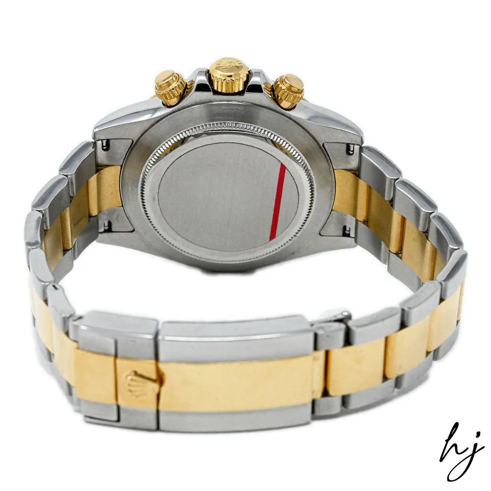 Rolex Men's Daytona 18K Yellow Gold & Steel 40mm Black Stick Dial Watch Reference #: 116523