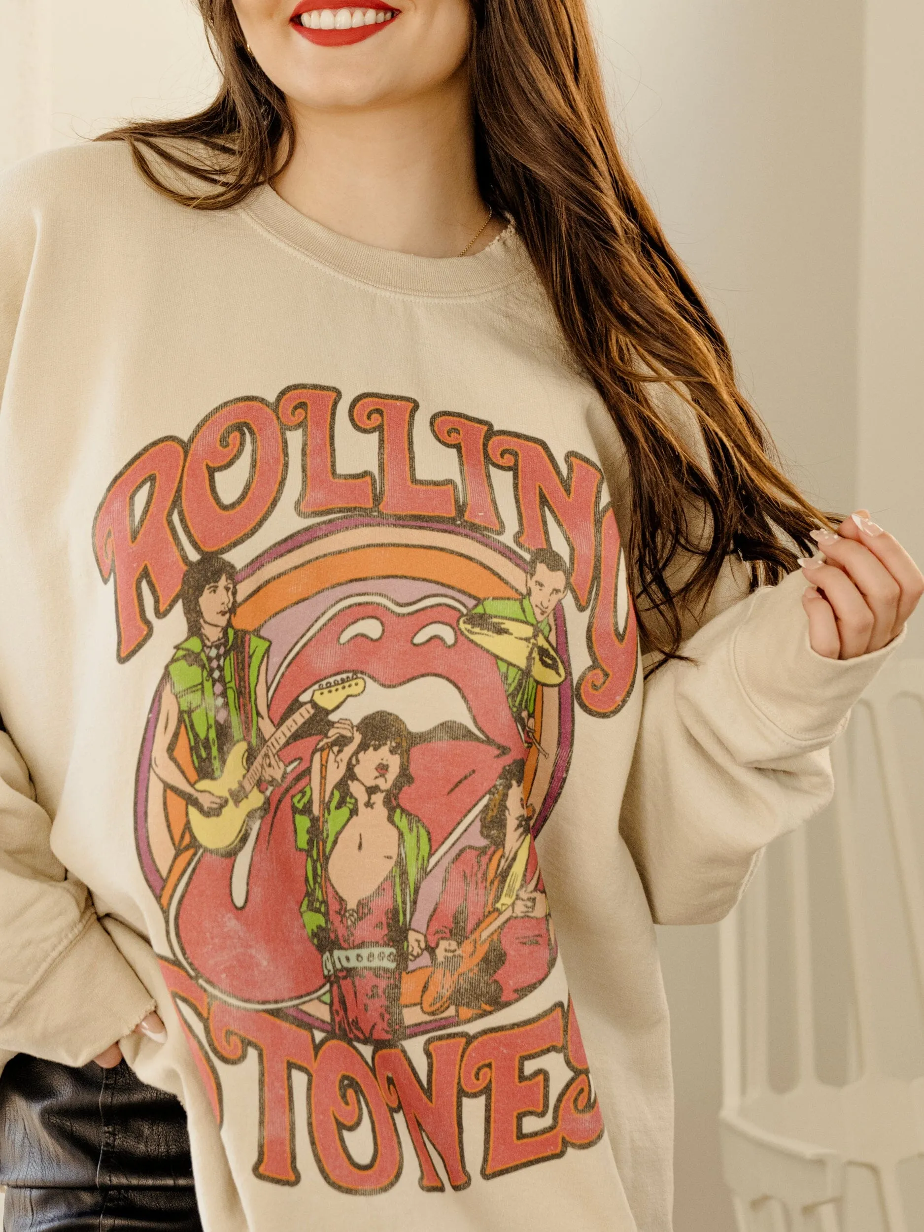Rolling Stones Vintage Concert Sand Thrifted Sweatshirt