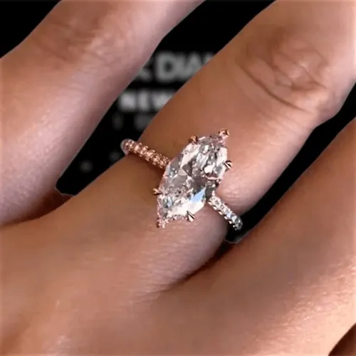 Rose Gold 1.5ct Marquise Cut Engagement Ring