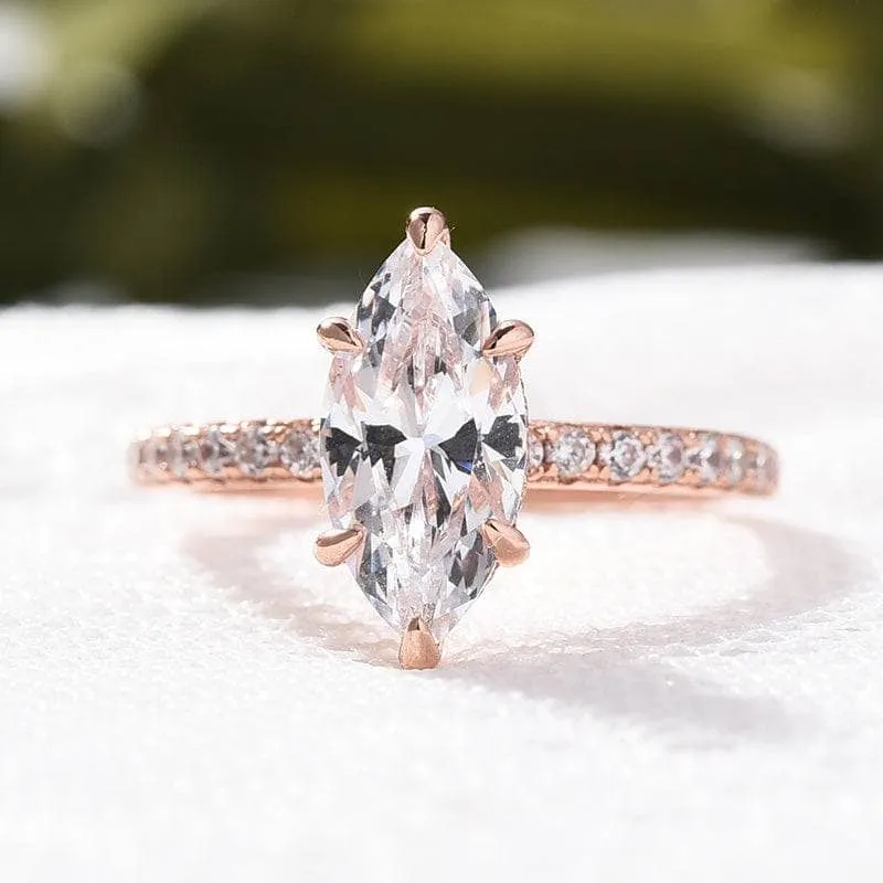 Rose Gold 1.5ct Marquise Cut Engagement Ring