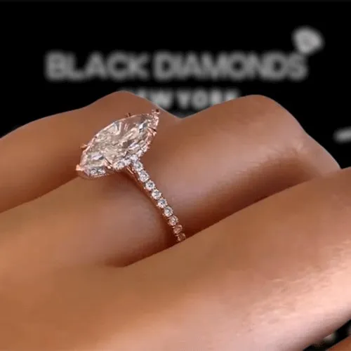 Rose Gold 1.5ct Marquise Cut Engagement Ring