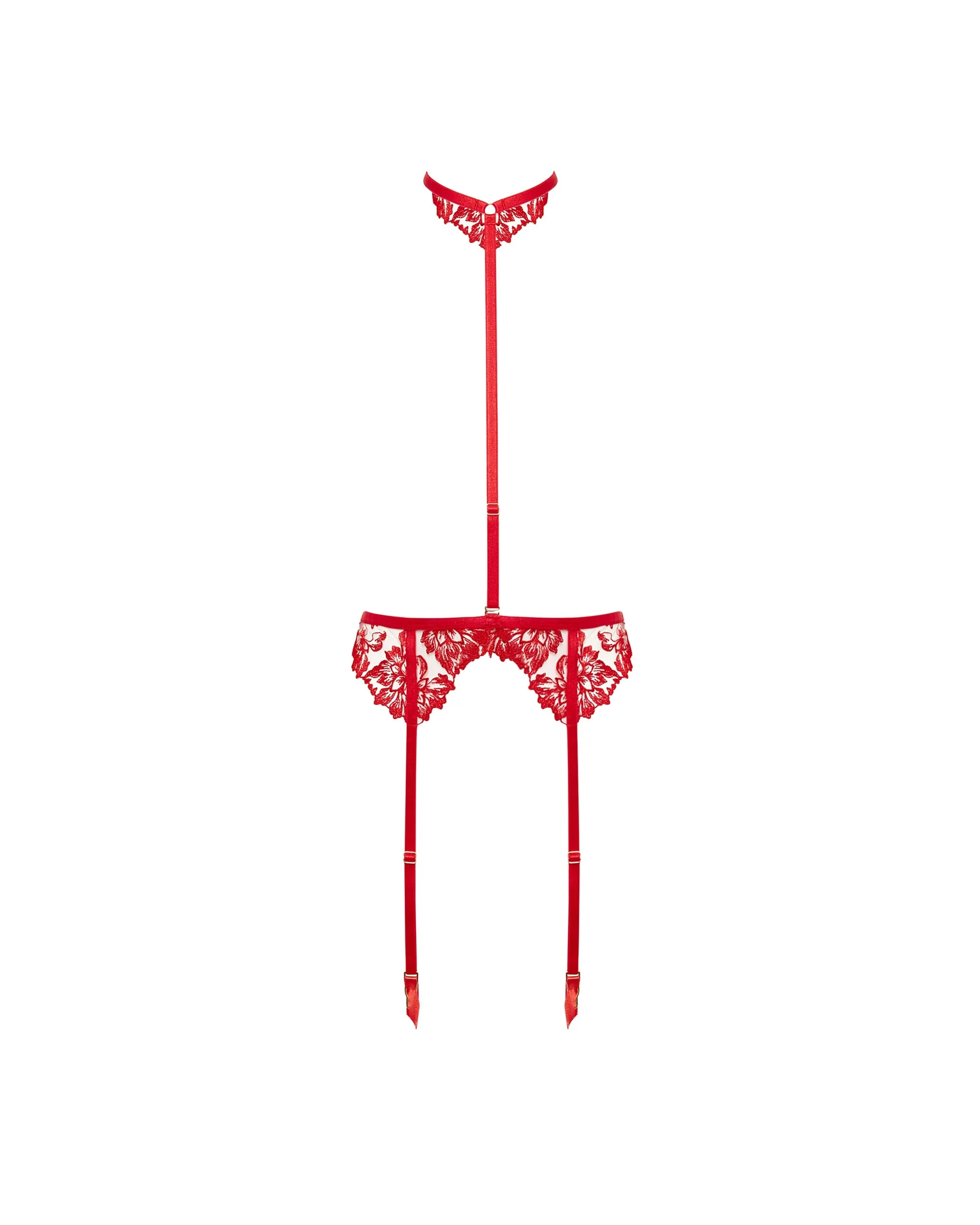 Samara Harness (with detachable collar) Red/Sheer