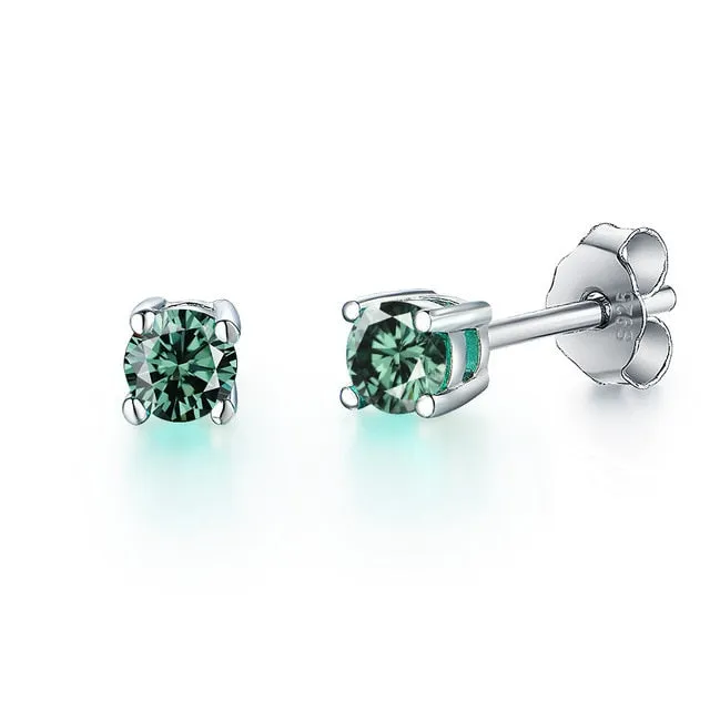 Simulated Moissanite Gemstone Stud Earrings Women's Solid 925 Sterling Silver Fine Jewelry