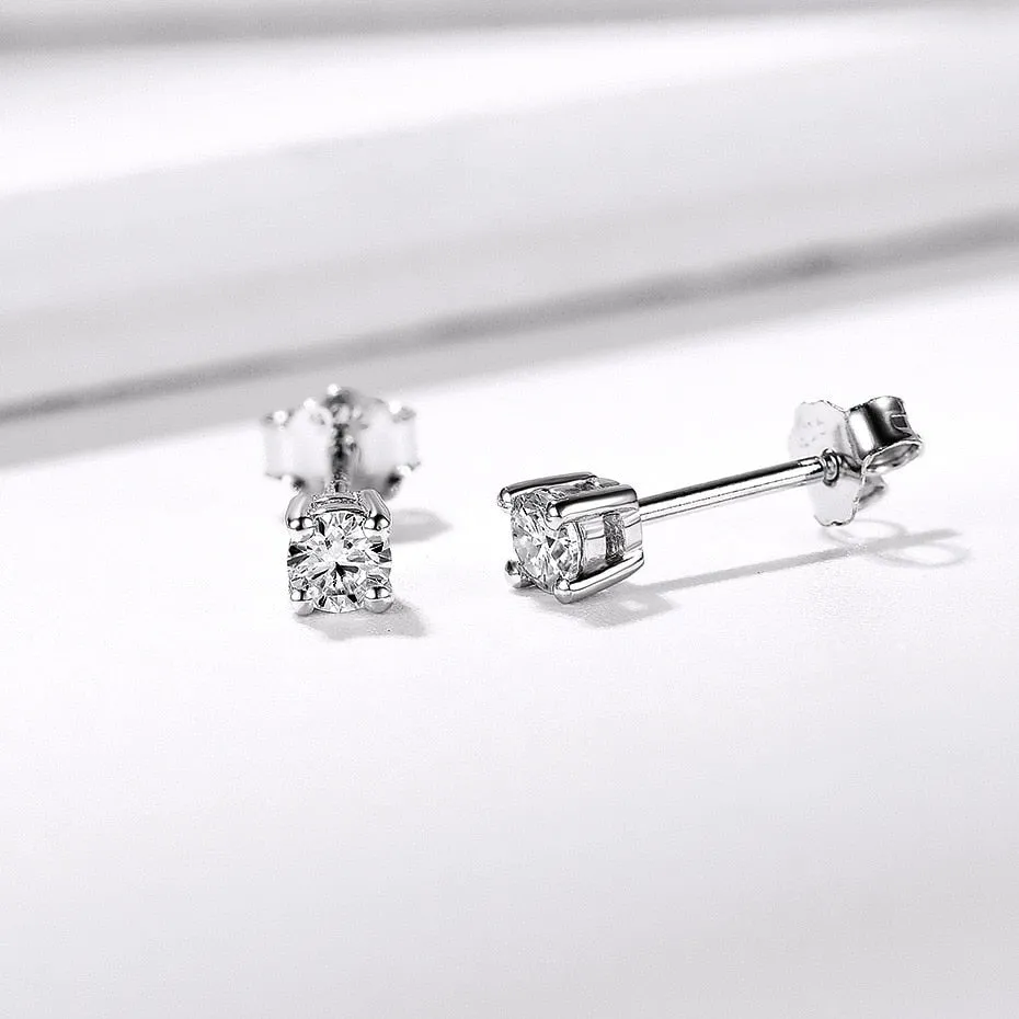 Simulated Moissanite Gemstone Stud Earrings Women's Solid 925 Sterling Silver Fine Jewelry