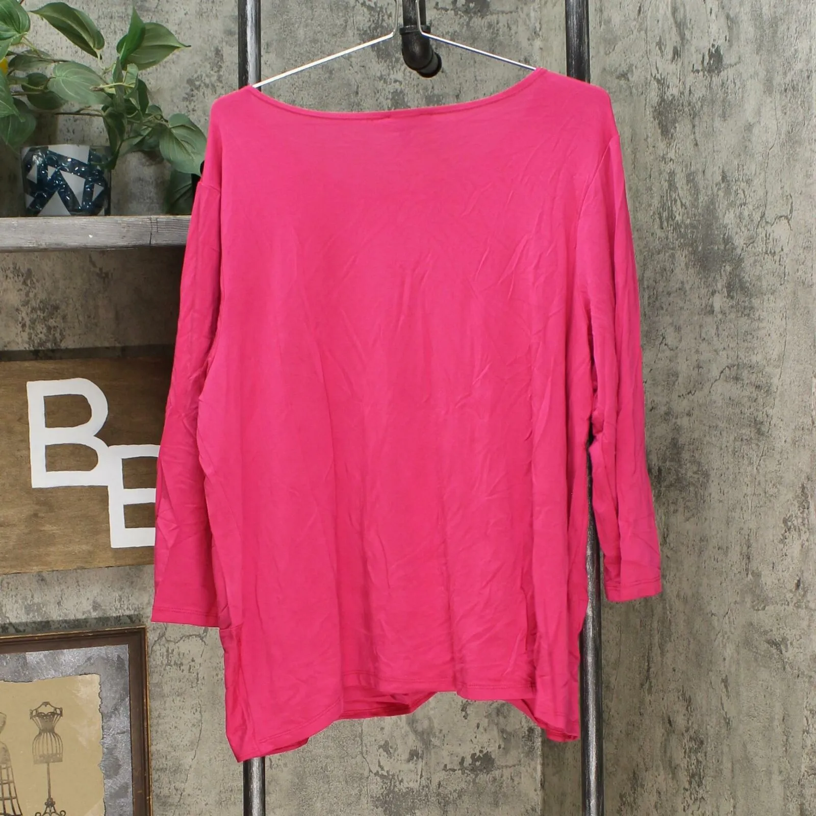 Slinky Brand Women's Plus Size 2 Pack 3/4-Sleeve Twist Front Tunic Tops