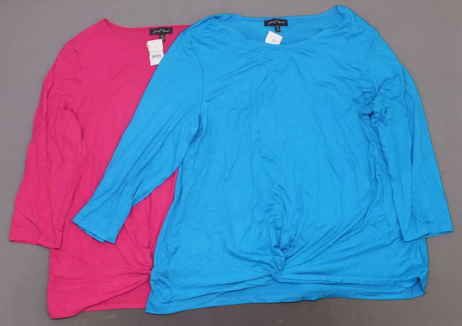 Slinky Brand Women's Plus Size 2 Pack 3/4-Sleeve Twist Front Tunic Tops