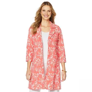 Slinky Brand Women's Printed Travel Stretch Knit Trench Coat