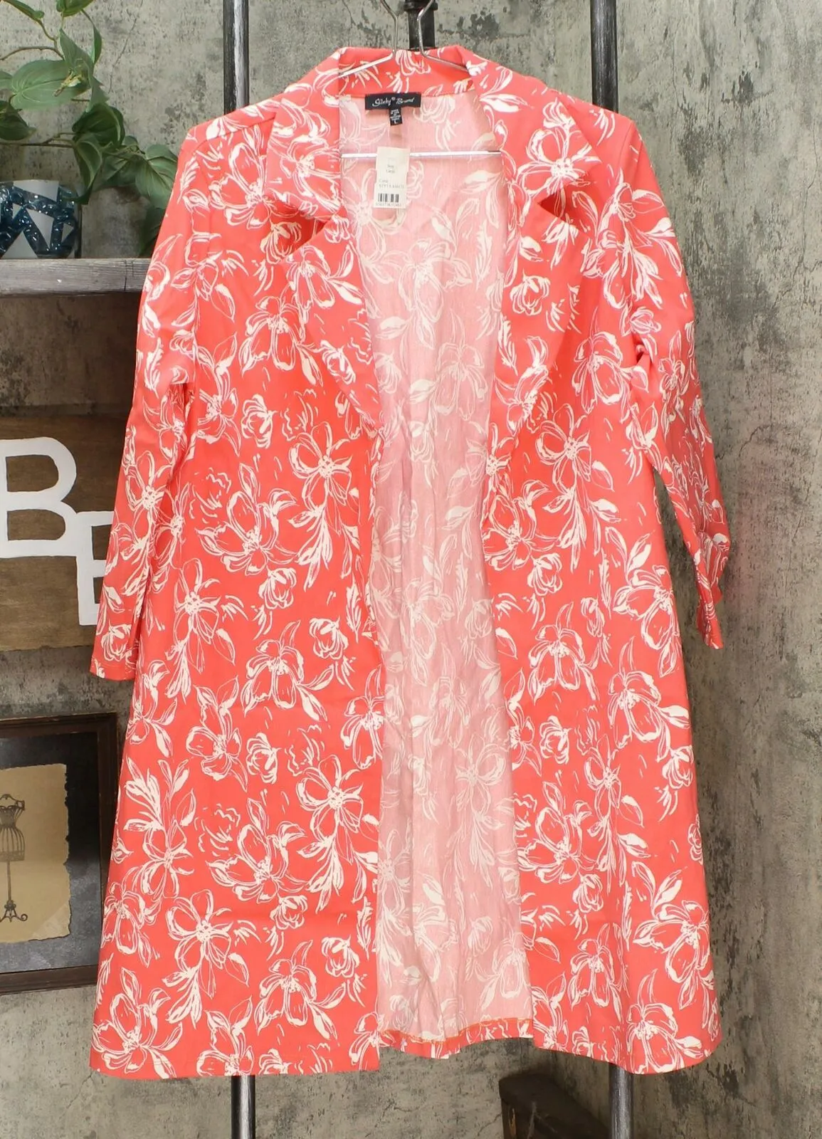 Slinky Brand Women's Printed Travel Stretch Knit Trench Coat