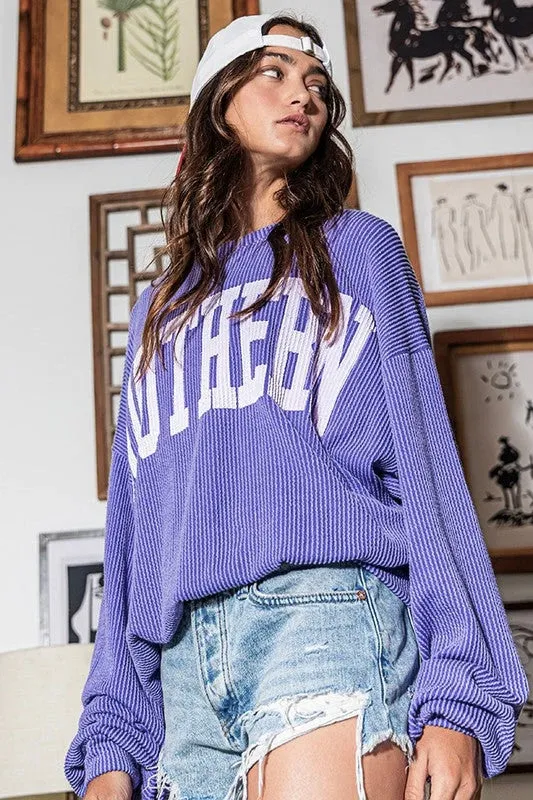 SOUTHERN RIB CORD SWEATSHIRT - PERIWINKLE