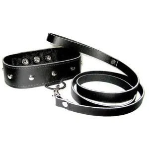 Sportsheets Black Leather Leash and Collar