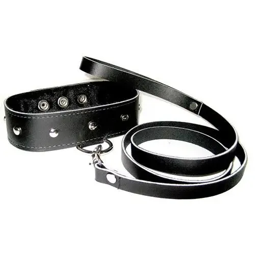 Sportsheets Black Leather Leash and Collar