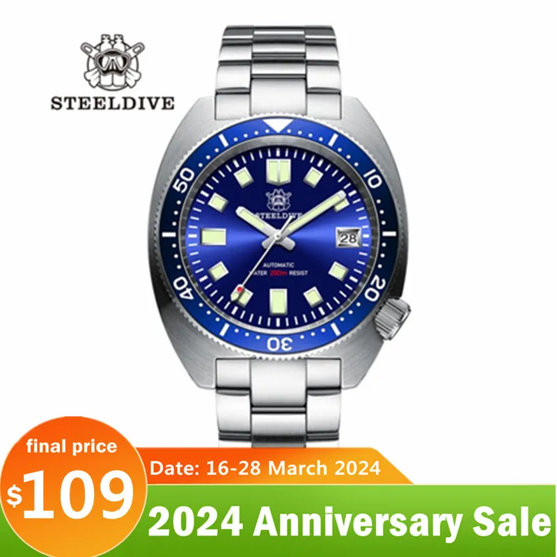 STEELDIVE SD1977 6105/8000 Slim Turtle Diver Watch