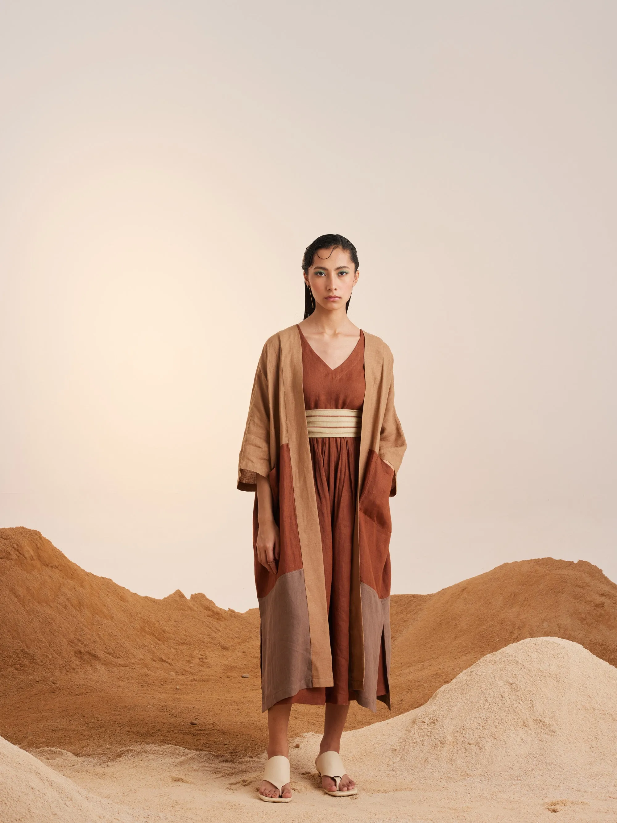Summer Co-Ord Set Of 3 Cape Freya-Sand-Rust & Ash-Linen-Ss25-Fcs3-Sra-Cord