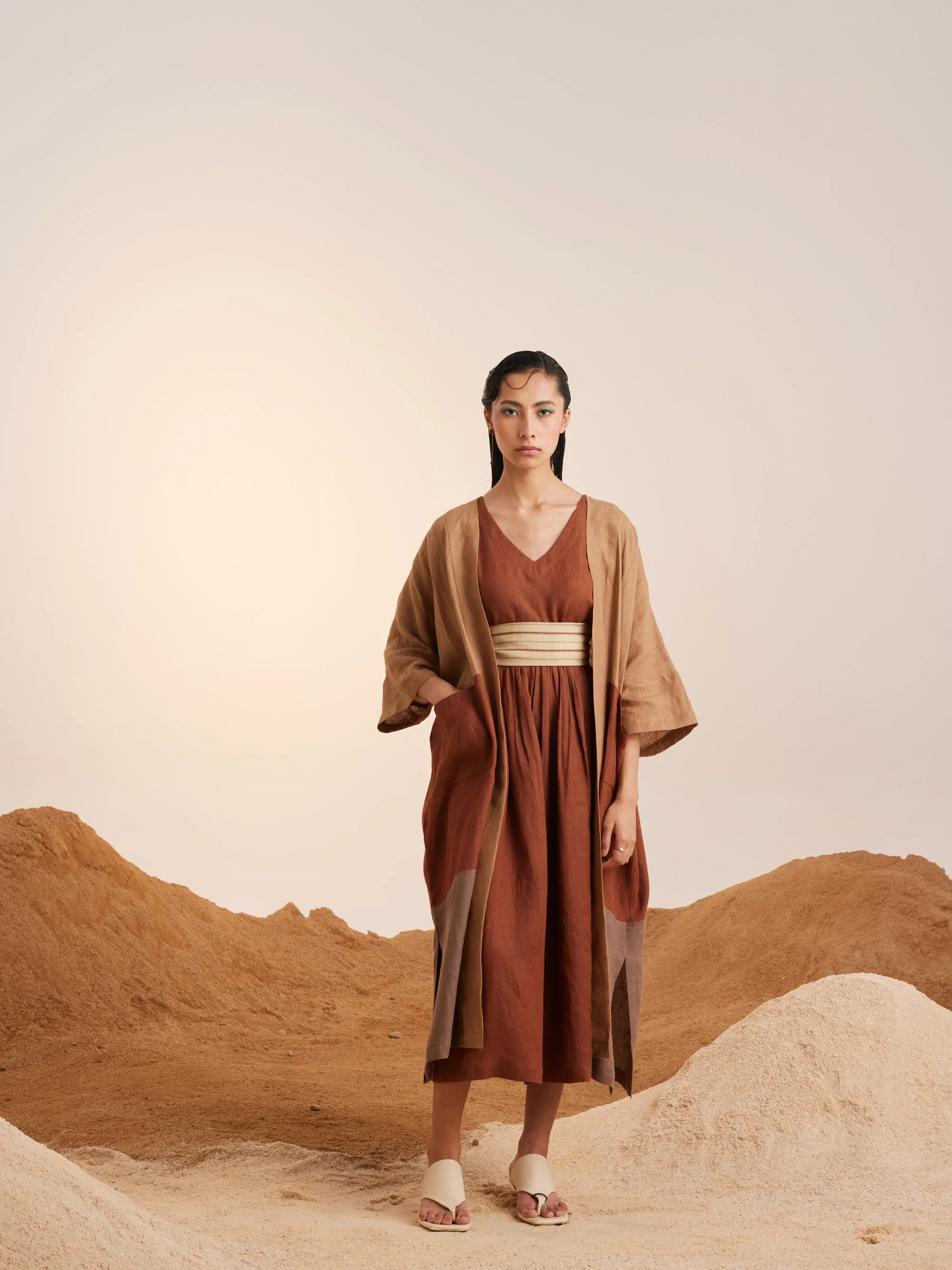 Summer Co-Ord Set Of 3 Cape Freya-Sand-Rust & Ash-Linen-Ss25-Fcs3-Sra-Cord