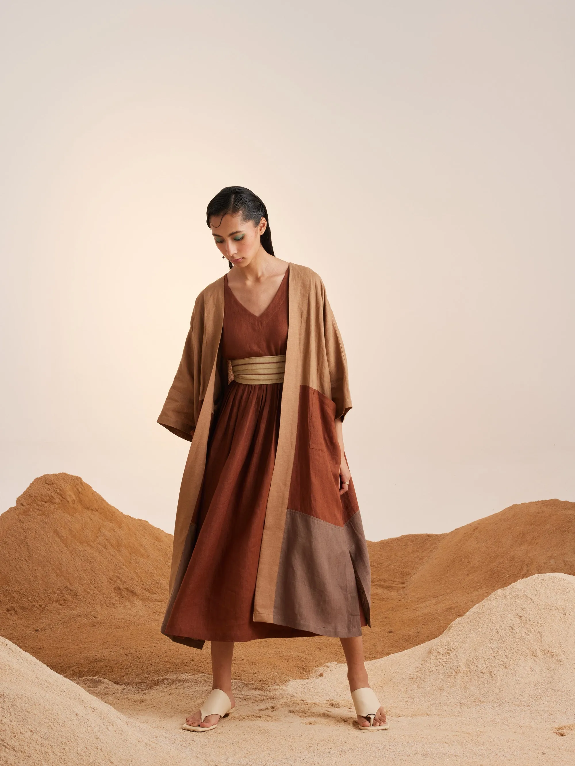 Summer Co-Ord Set Of 3 Cape Freya-Sand-Rust & Ash-Linen-Ss25-Fcs3-Sra-Cord