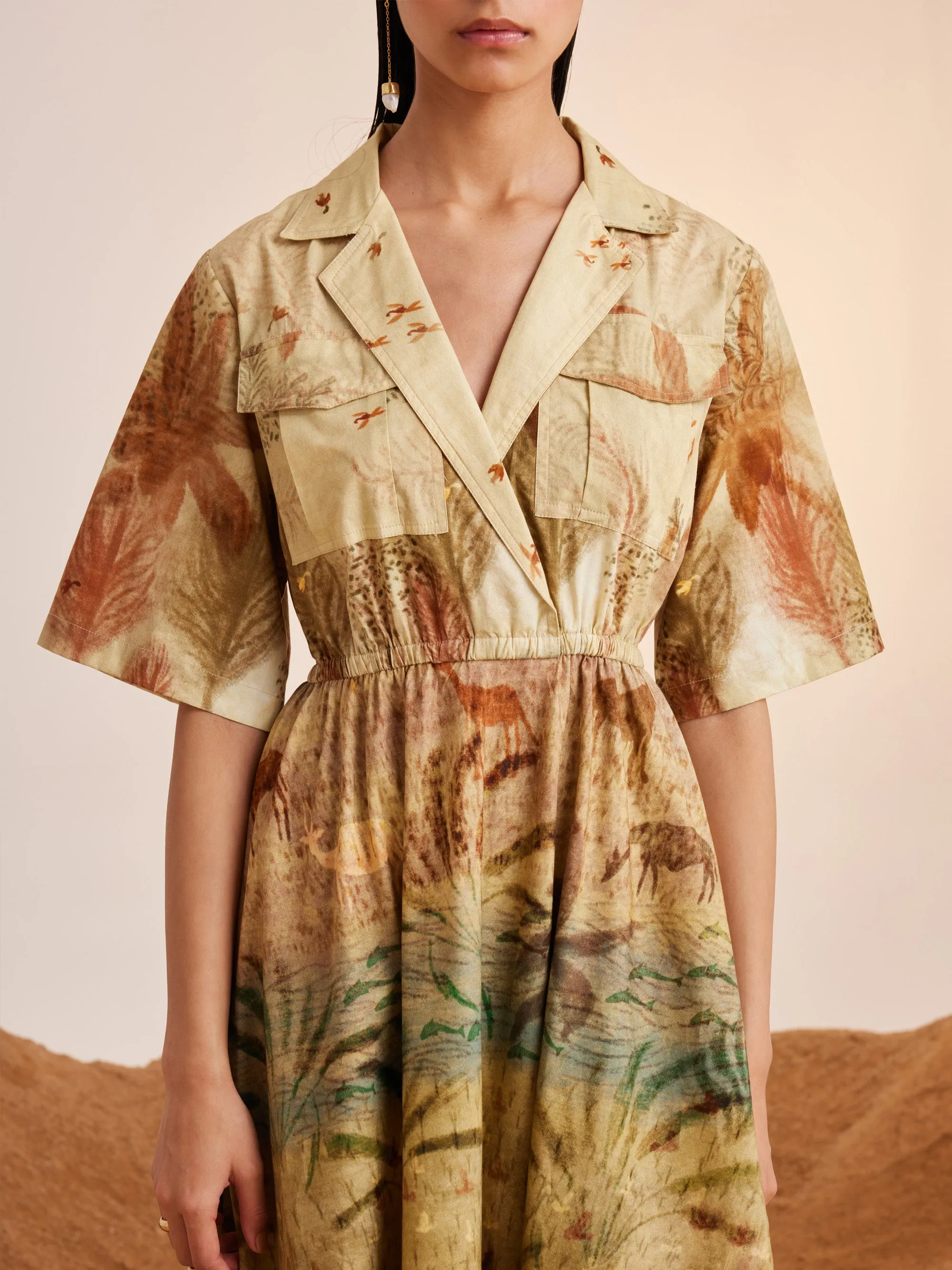 Summer Dress Print Blocked-Woods-Cotton Ss25-Pbd-Wod-Cord