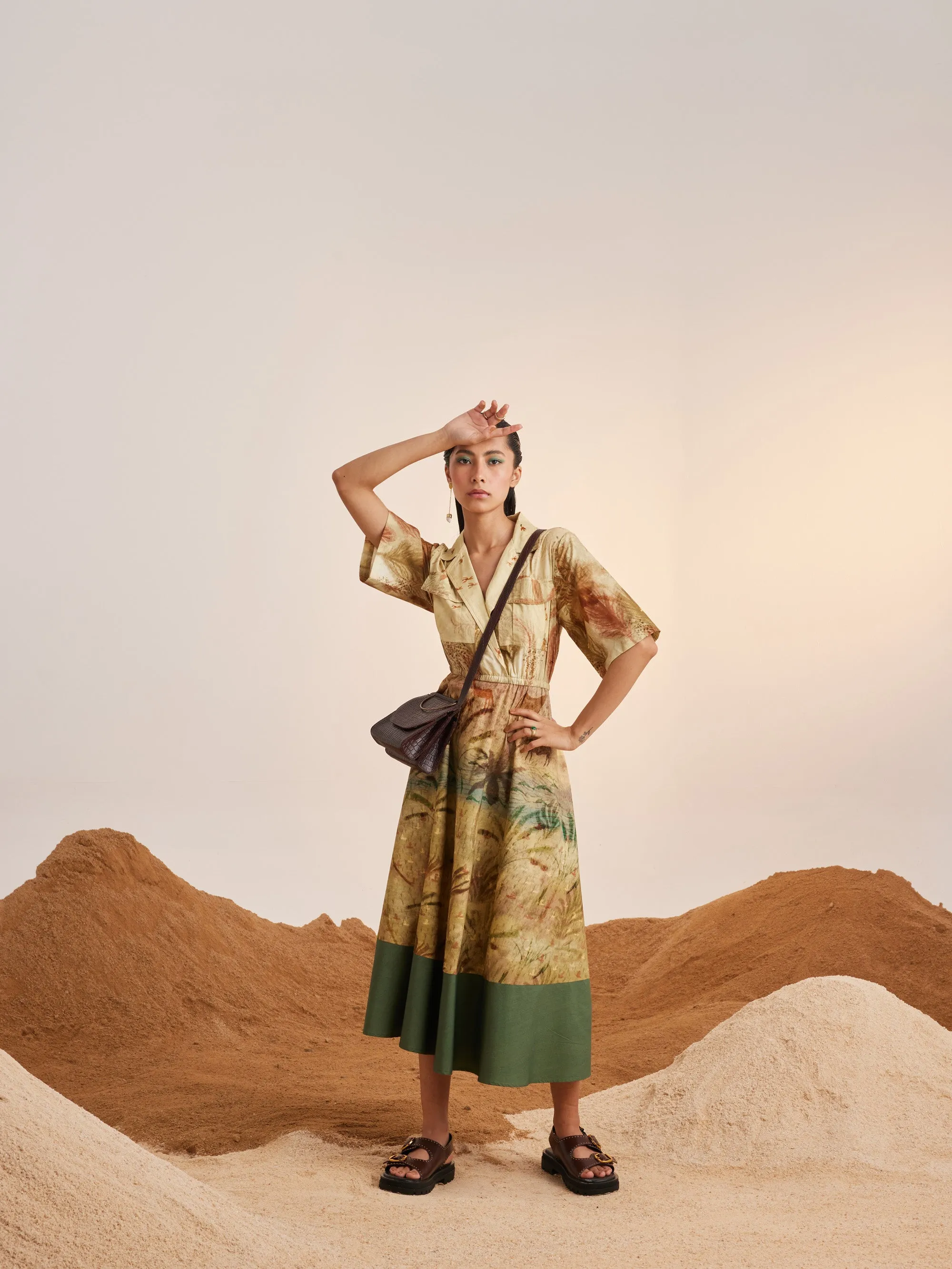Summer Dress Print Blocked-Woods-Cotton Ss25-Pbd-Wod-Cord