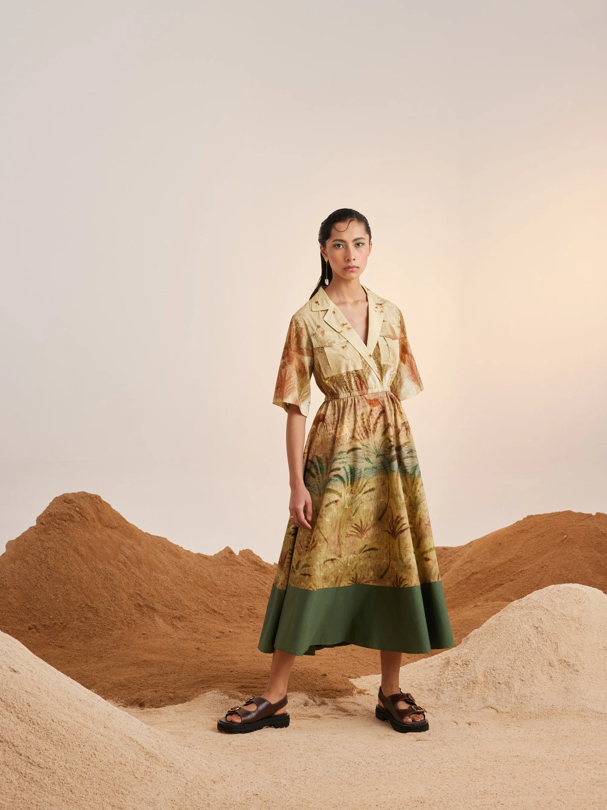 Summer Dress Print Blocked-Woods-Cotton Ss25-Pbd-Wod-Cord