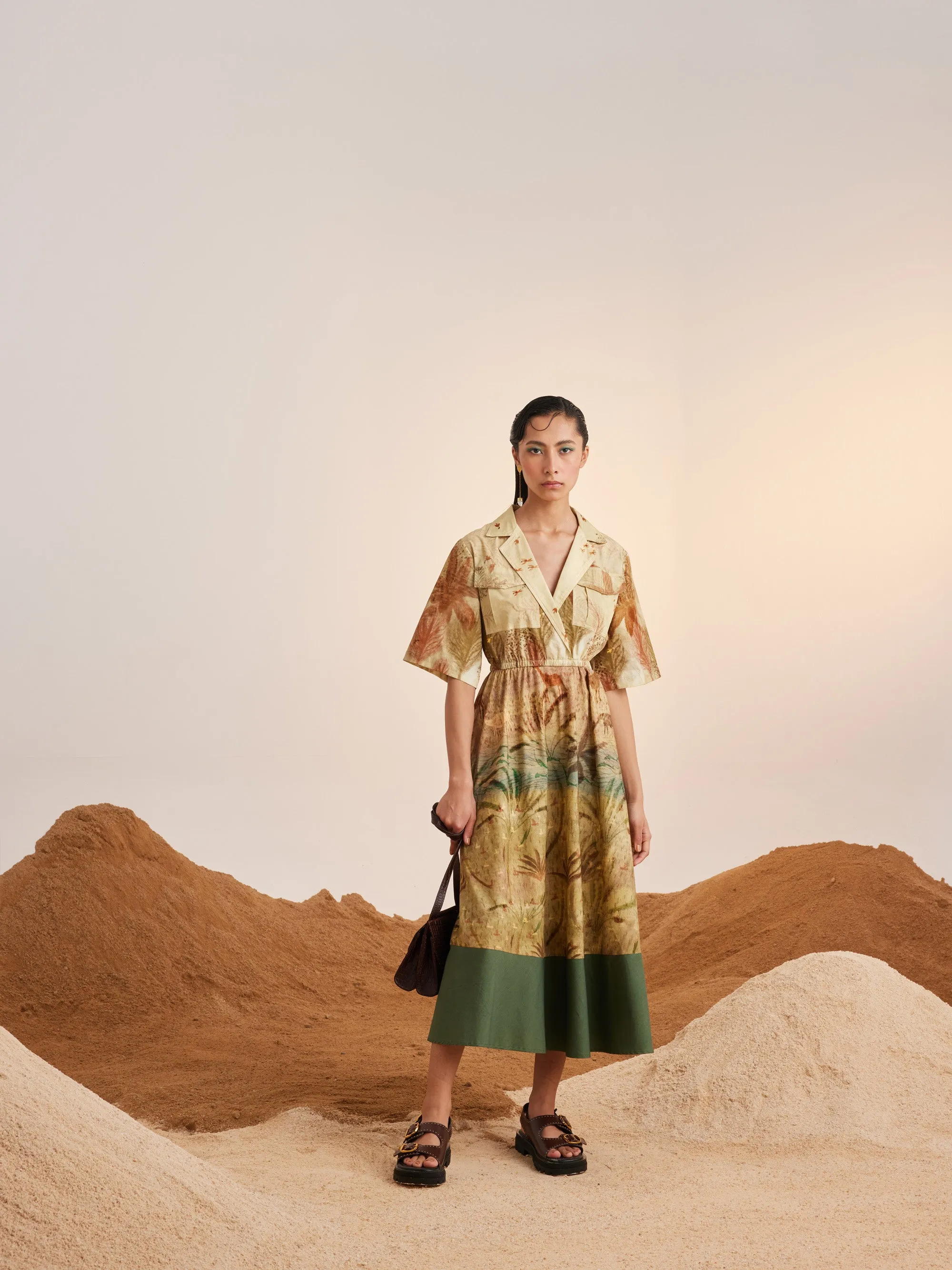 Summer Dress Print Blocked-Woods-Cotton Ss25-Pbd-Wod-Cord