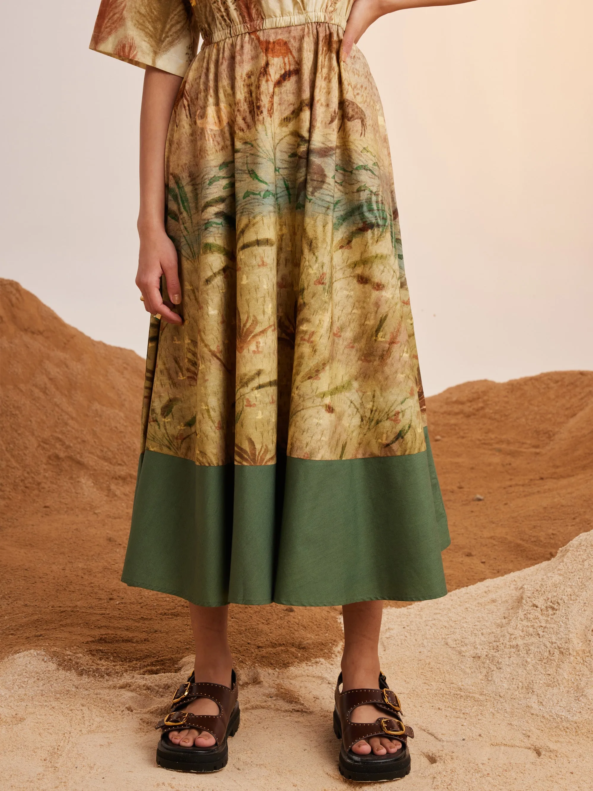 Summer Dress Print Blocked-Woods-Cotton Ss25-Pbd-Wod-Cord