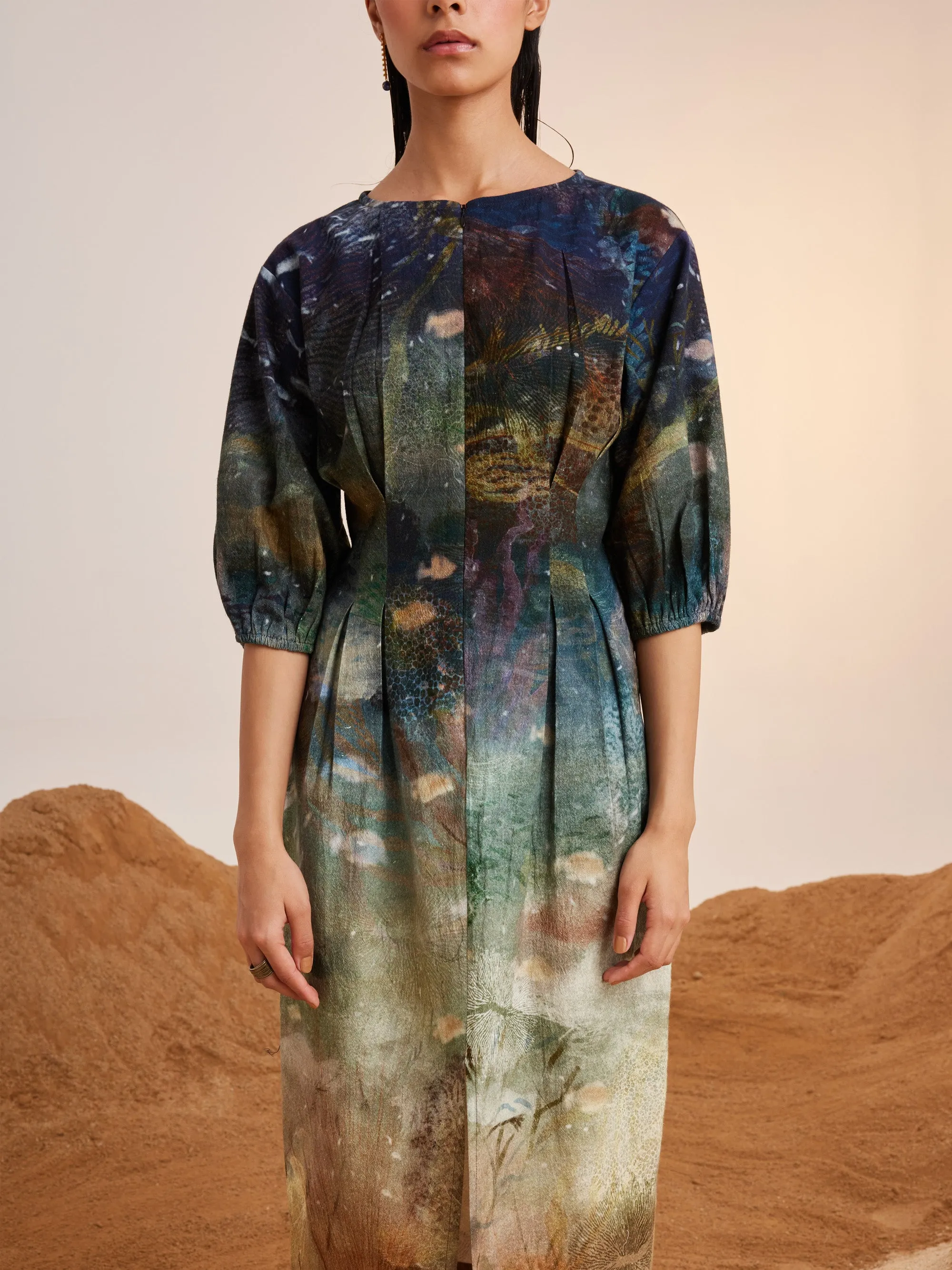 Summer Dress Shaft-Underwater-Cotton Crinkle Ss25-Shfd-Unw-Cord