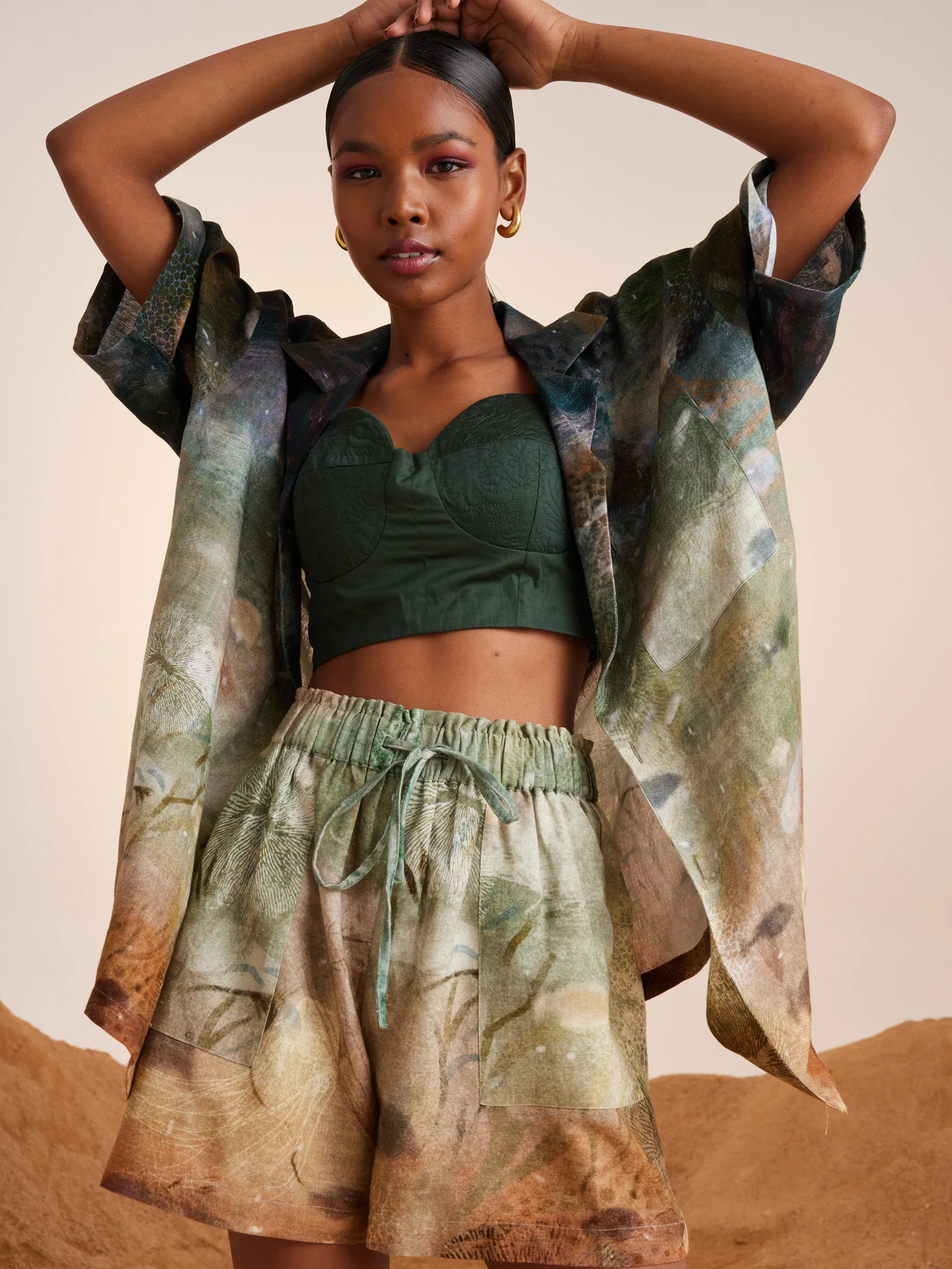 Summer Shirt  Top Oversized Unisex-Underwater-Linen-Ss25-Uos-Udw-Cord
