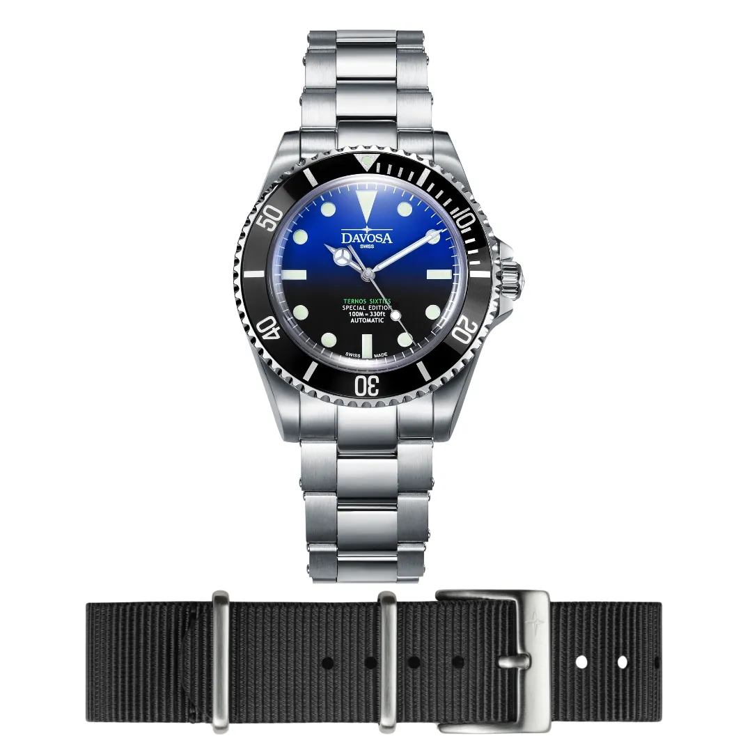 Ternos Sixties Seahorse Special US Edition Faded Blue 16152590   Black Nylon Strap Bundle
