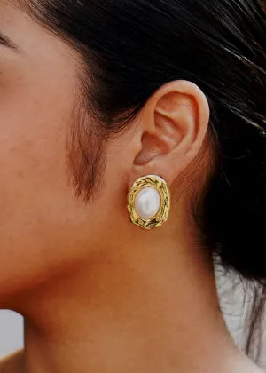 The "Nova" Gold Plated and Pearl Face earring