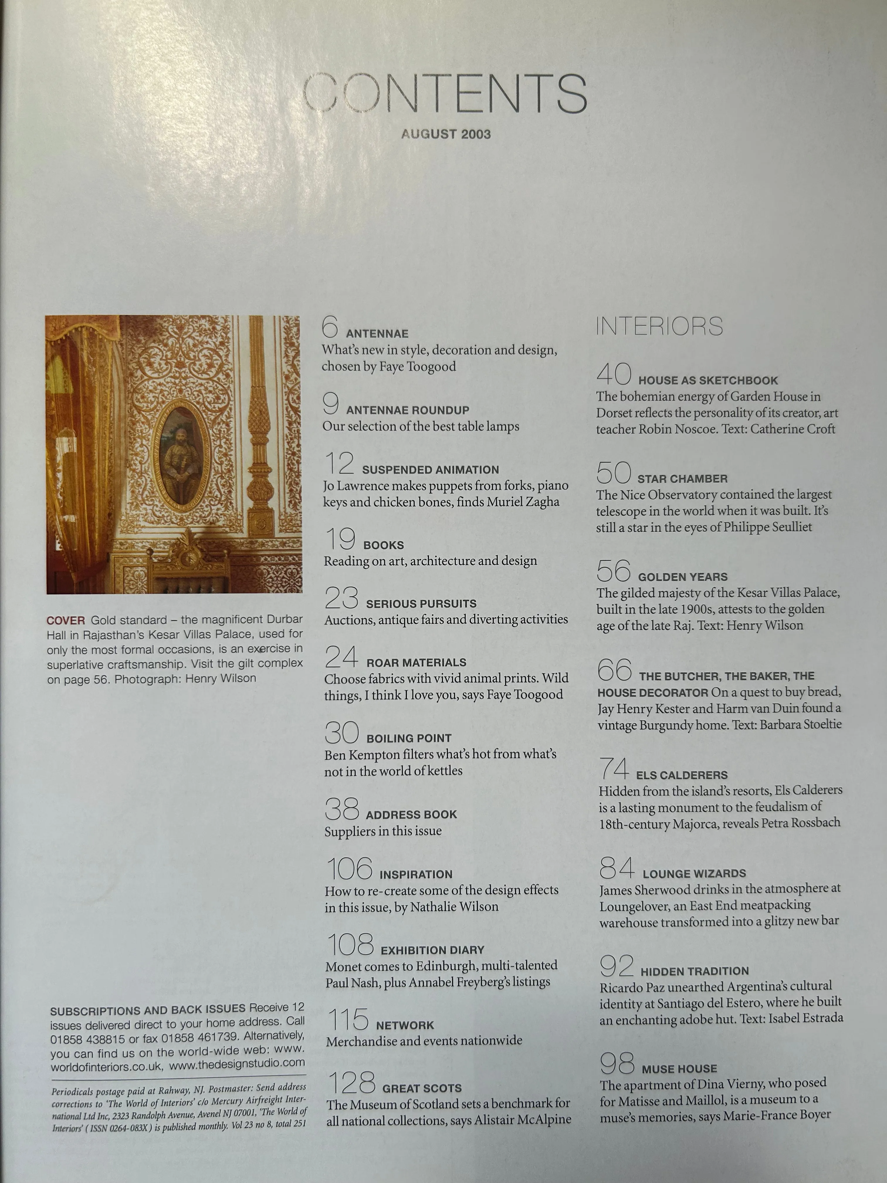 The World of Interiors August 2003