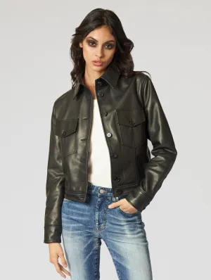 TINA LEATHER JACKET IN BLACK - Woman