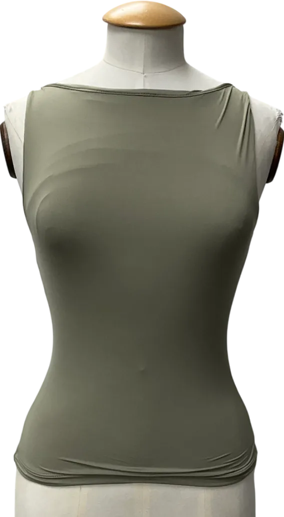 Urban Outfitters Green Lia Slinky Slash Neck Tank Top UK XS