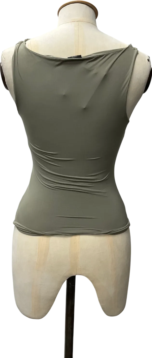 Urban Outfitters Green Lia Slinky Slash Neck Tank Top UK XS