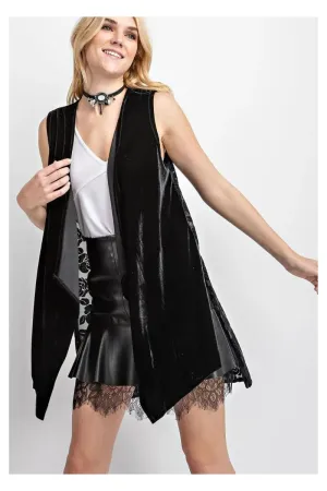 Velvet & Floral Lace Vest