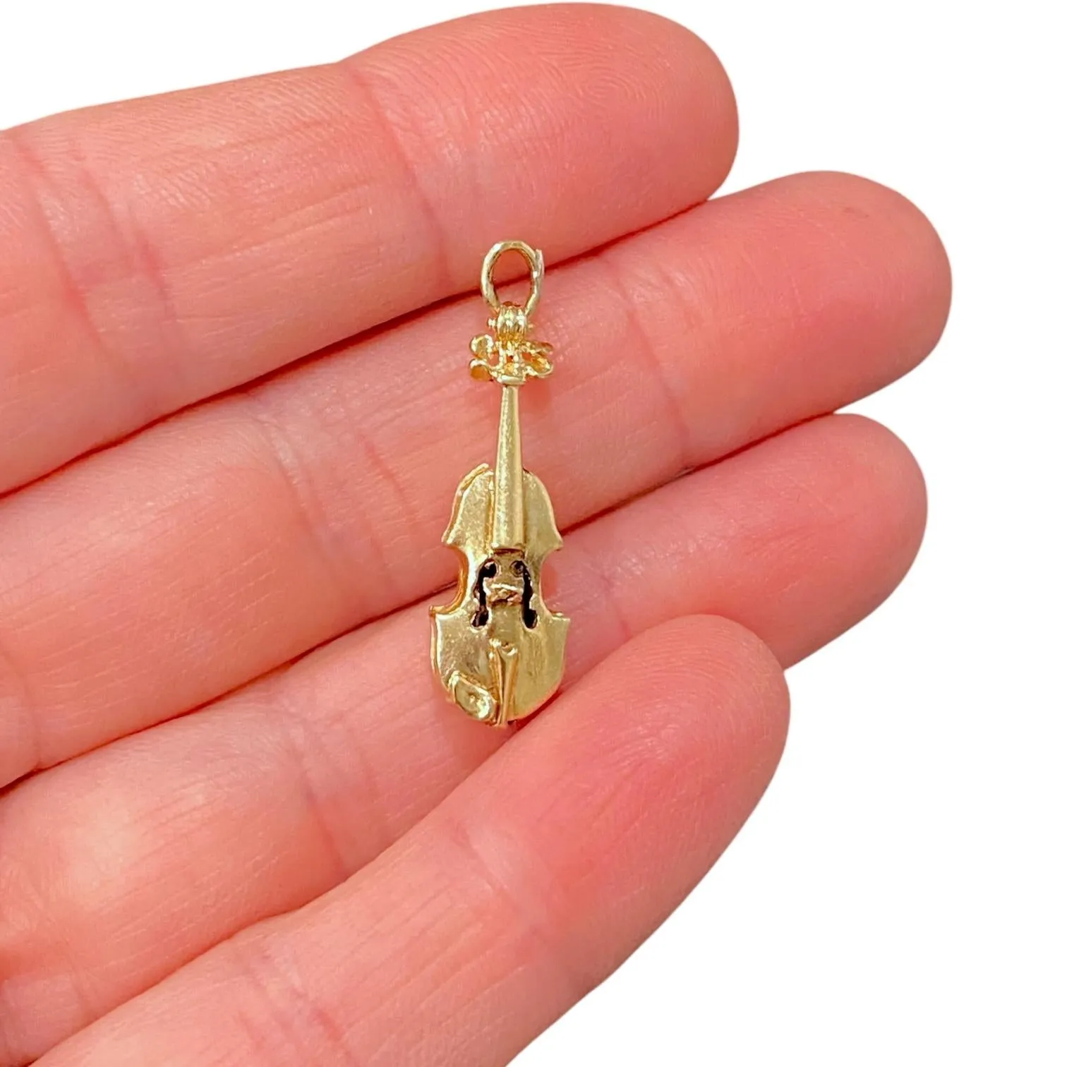 Vintage 14K Yellow Gold Violin Charm Pendant