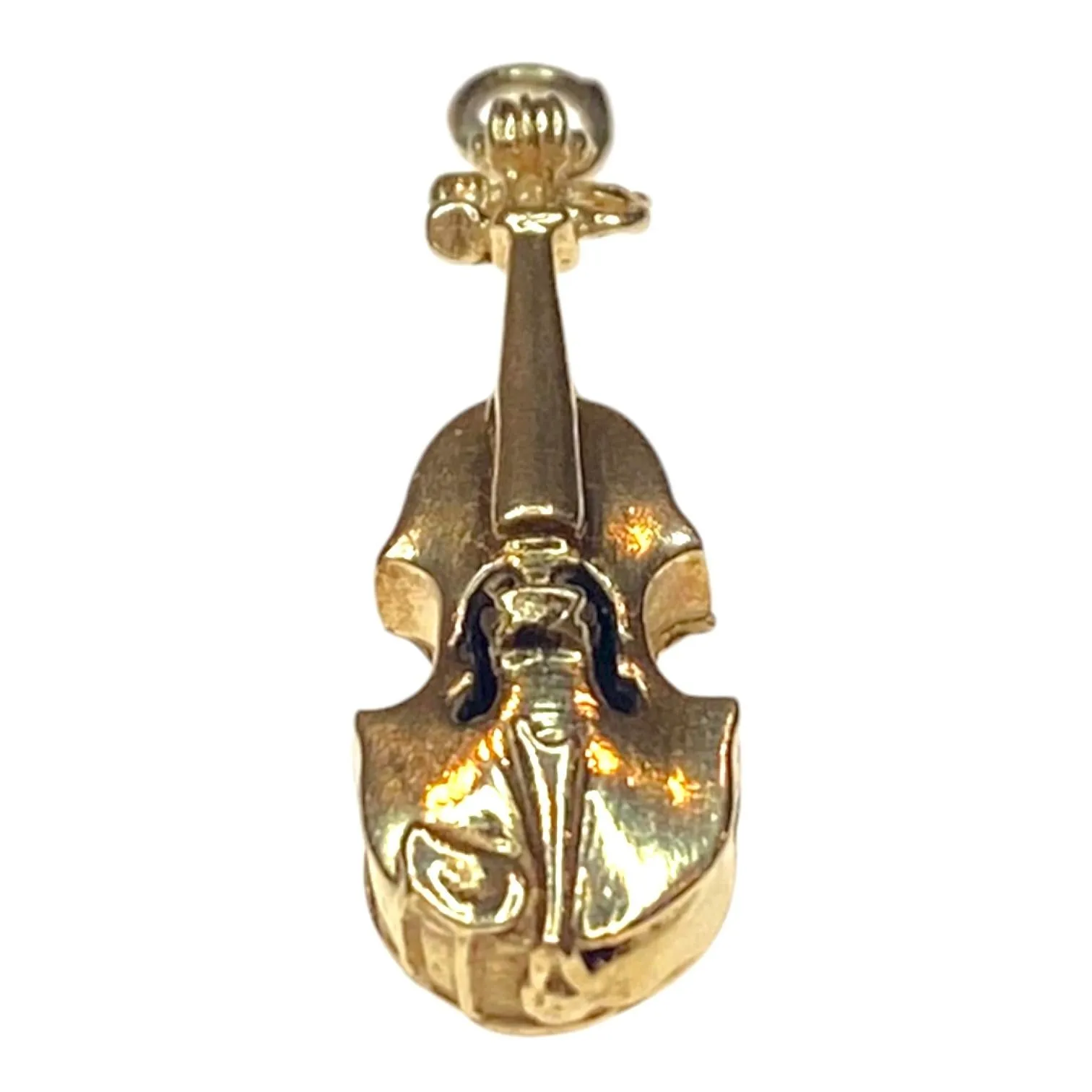 Vintage 14K Yellow Gold Violin Charm Pendant